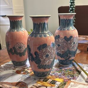 Vintage Pink Chinoiserie Vase